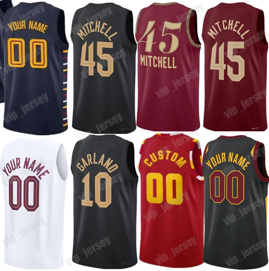 Custom Donovan 45 Mitchell Jersey 10 Darius Garland 31 Jarrett Allen 3 Caris Levert 35 Isaac Okoro Evan Mobley James Basketball Jerseys