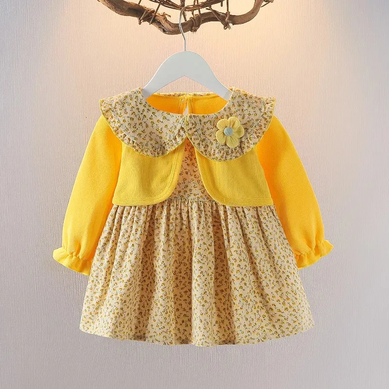 Śliczna urocza dziecięca sukienka dla niemowląt Kwiatowa Niedźwiedź Wiosna jesień 1 2 3 lata dzieci dziecięce ubrania dziecięce sukienki Tutu 240131