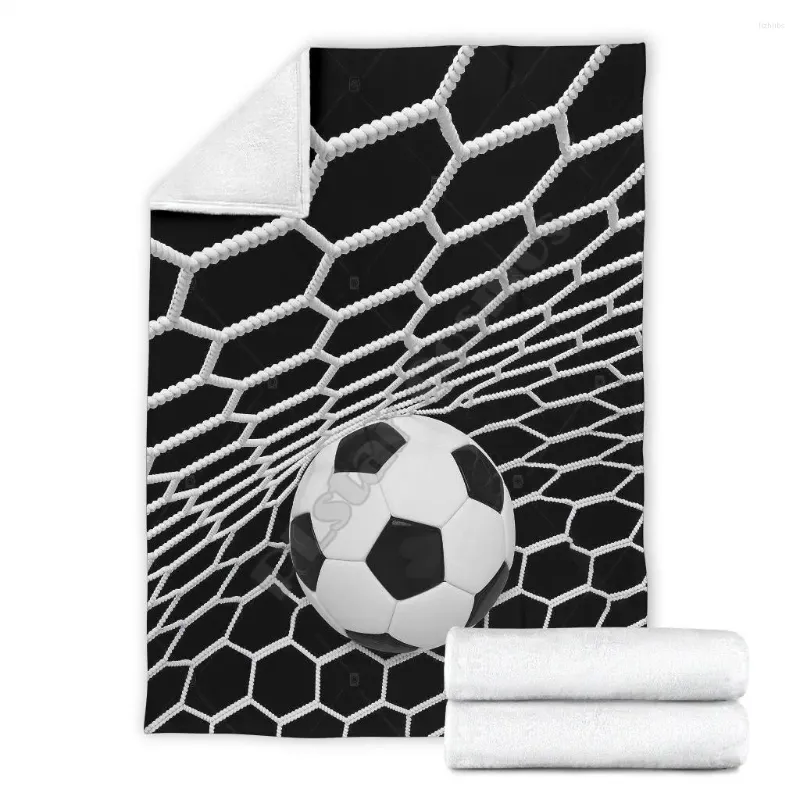 Blankets Soccer Ball Fire Net Fleece Blanket Dog Printed Wearable Adults/kids Sherpa 02