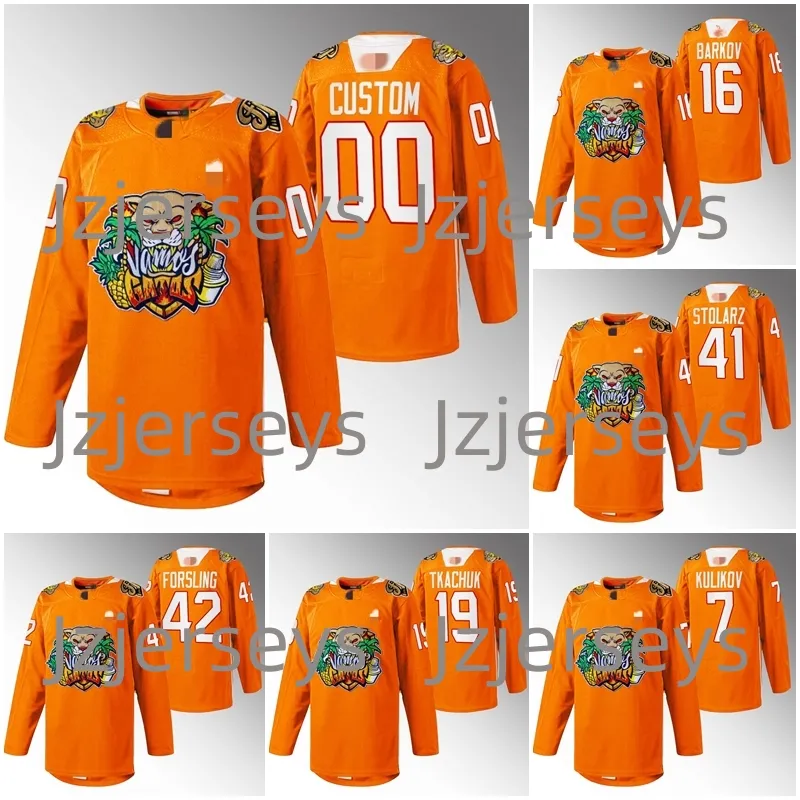 Matthew Tkachuk Maglia da hockey Florida Panther 2024 Vamos Gatos Maglia arancione Personalizzata Sam Reinhart Bennett Aleksander Barkov Carter Verhaeghe Sergei Bobrovsky