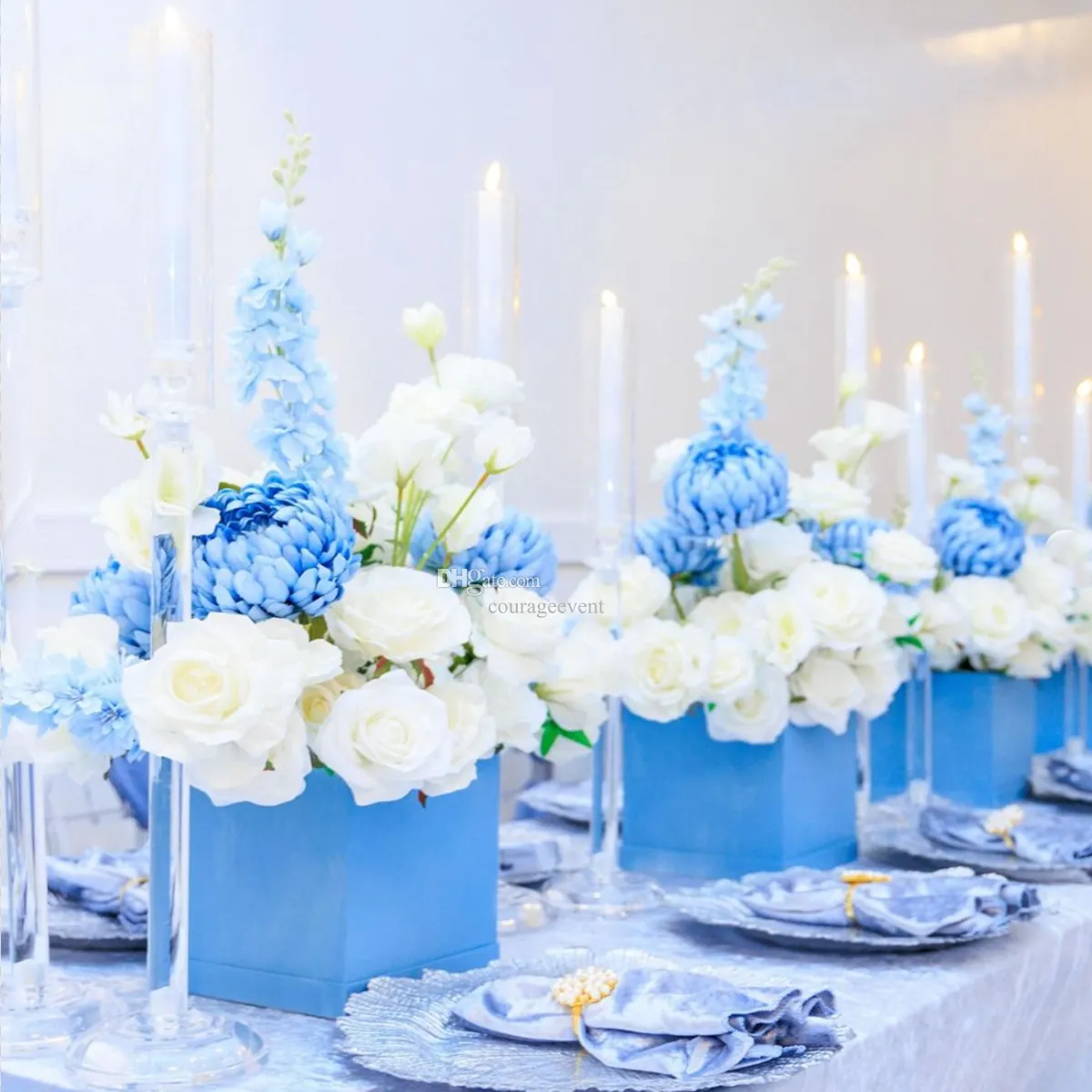 Sliver/wit/terug/goud/blauw bruiloft papper plint bloem stand centerpieces voor bloemen display rack Rose Flower Box