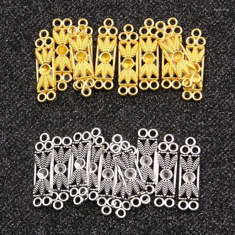 チャーム20pcs 8 28mm 2色の卸売金属合金スティックフラワーチャームメッキdiyドロップイヤリングのための多孔質コネクタ