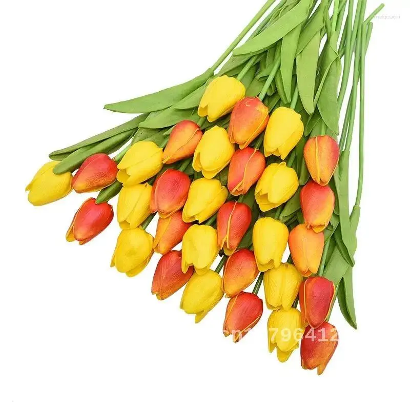 Декоративные цветы 31 шт. поддельные тюльпаны Real Touch Tulipe Искусственные свадебные украшения Рождественский декор для дома и сада