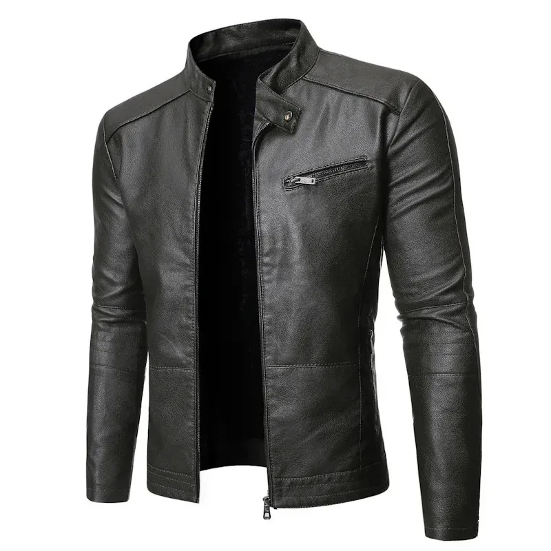 Повседневная кожаная куртка для мужчин, весенне-осеннее пальто, мотоциклетное байкерское облегающее пальто, мужская черная, синяя одежда, большие размеры S-3XL 240202