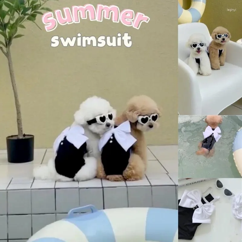 Odzież dla psów bowknot strój kąpielowy z elastyczną lycra psów kamizelka fajne ubrania POS Modelowanie mody Puppy