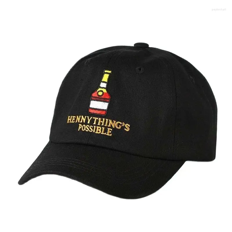 Bollmössor Henny Wine Bottle Brodery Dad Hat Män Kvinnor Baseball Cap justerbar hip-hop snapback-hattar