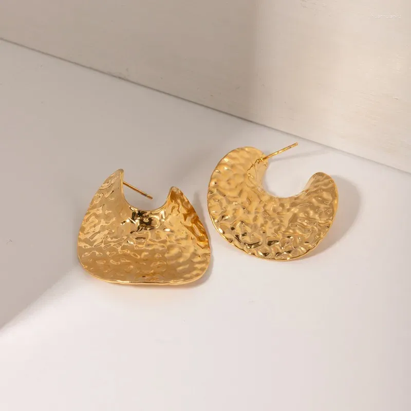 Висячие серьги Минар, уникальная драпировка молоткового тона, необычная геометрическая U-образная капля для женщин, ювелирные изделия из титановой стали с золотым PVD-покрытием