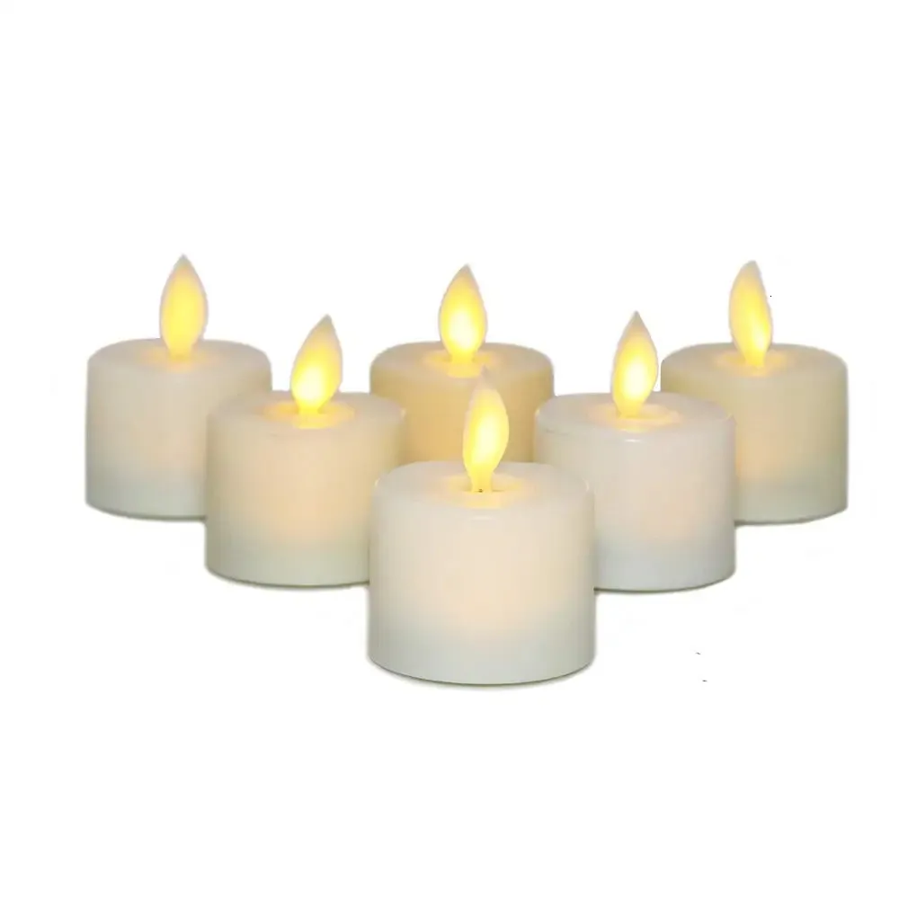 Dança chama movendo pavio luzes de chá com branco quente cintilação lightbattery operado velas de casamento decorativas eletrônicas 240129