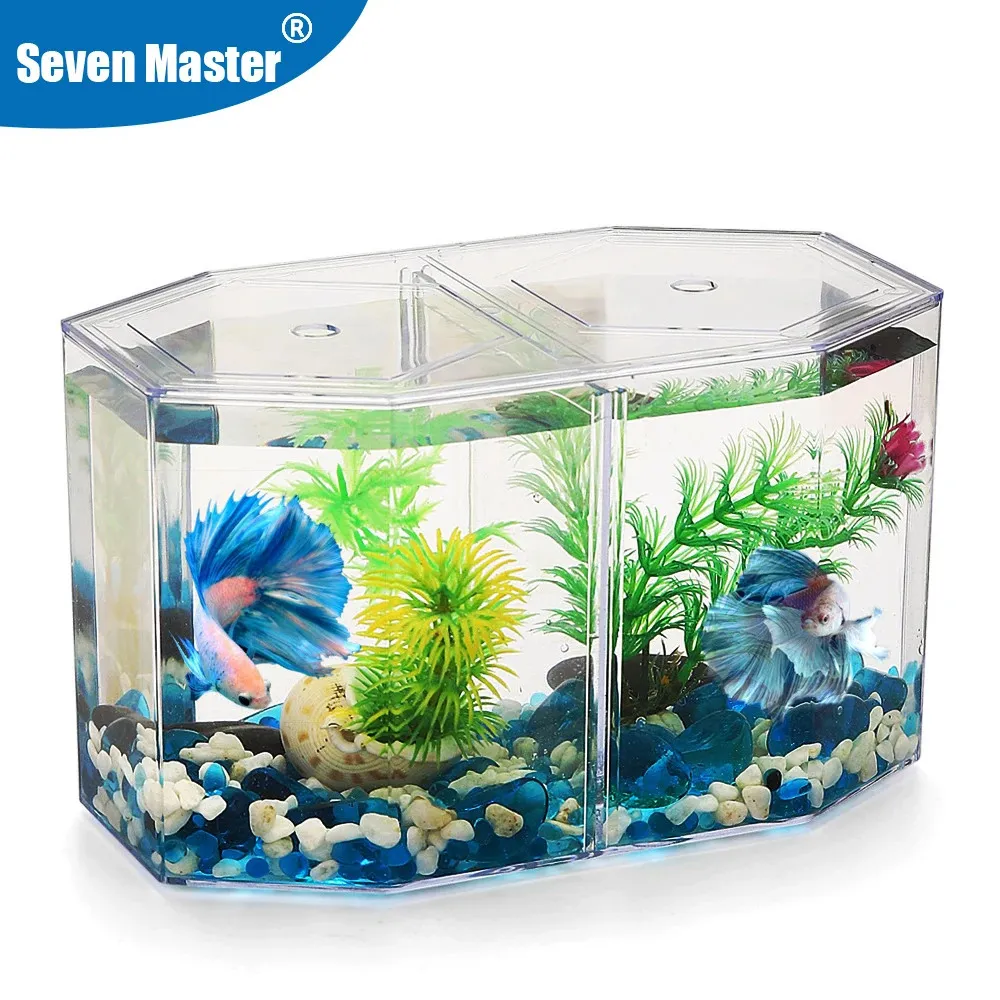 Akrylowy czołg gupy dwa podzielone Aquarium Betta Fish Bowl Przezroczysty wylęgarnia akwarium wylęgarnia izolacja izolacyjna 240124