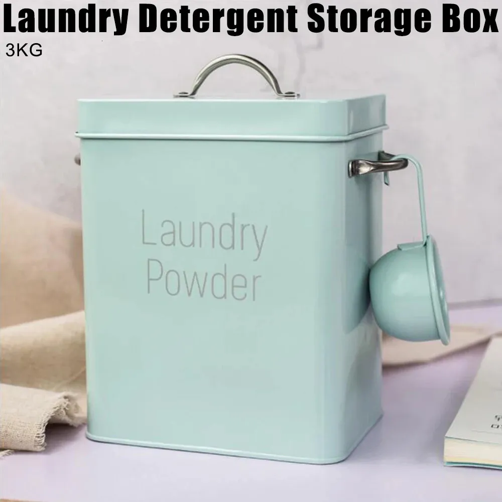 Snack Container Washing Powder Barrel Grain Storage Case 3KG Household Laundry Detergent Box with Measuring Cup 240125