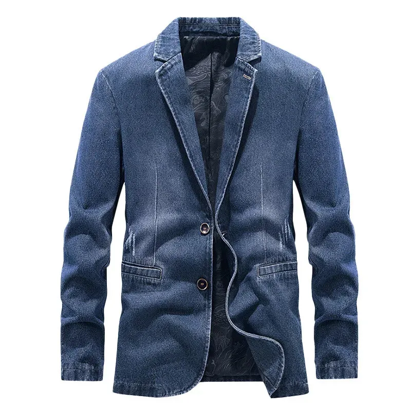 Mens Denim Jacket Slim Suit Autumn 240201