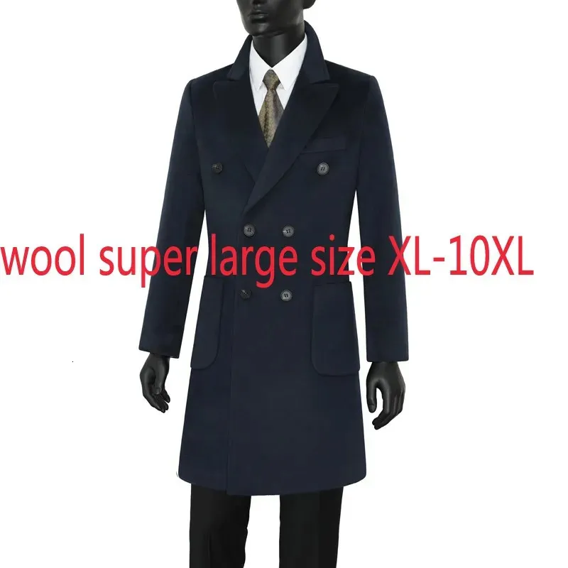 Arrival Super Large Men Long Wool Coat Woolen Casual Youth Autumn Winter Windbreaker Double Breasted Thick Plus Size S-10XL 240131