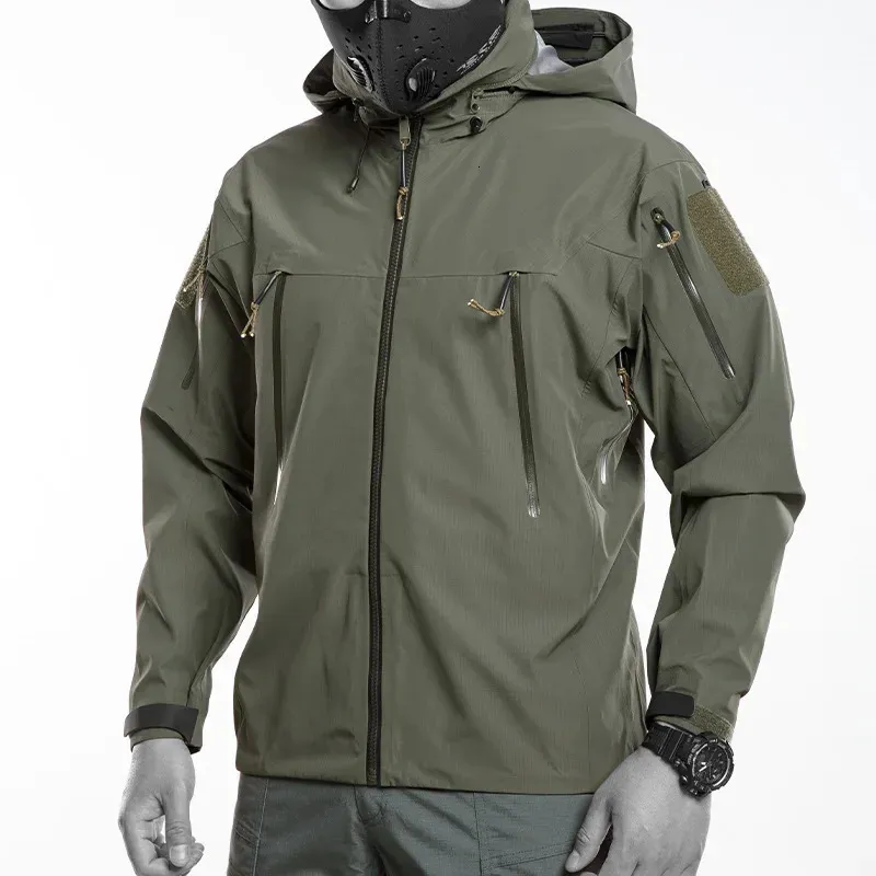 Hardshell Water Proof Men Kurtka Wojskowy garnitur na zewnątrz wędkarstwo wędkarskie kemping dresowy płaszcz multi kieszeni wiatrówki 240122