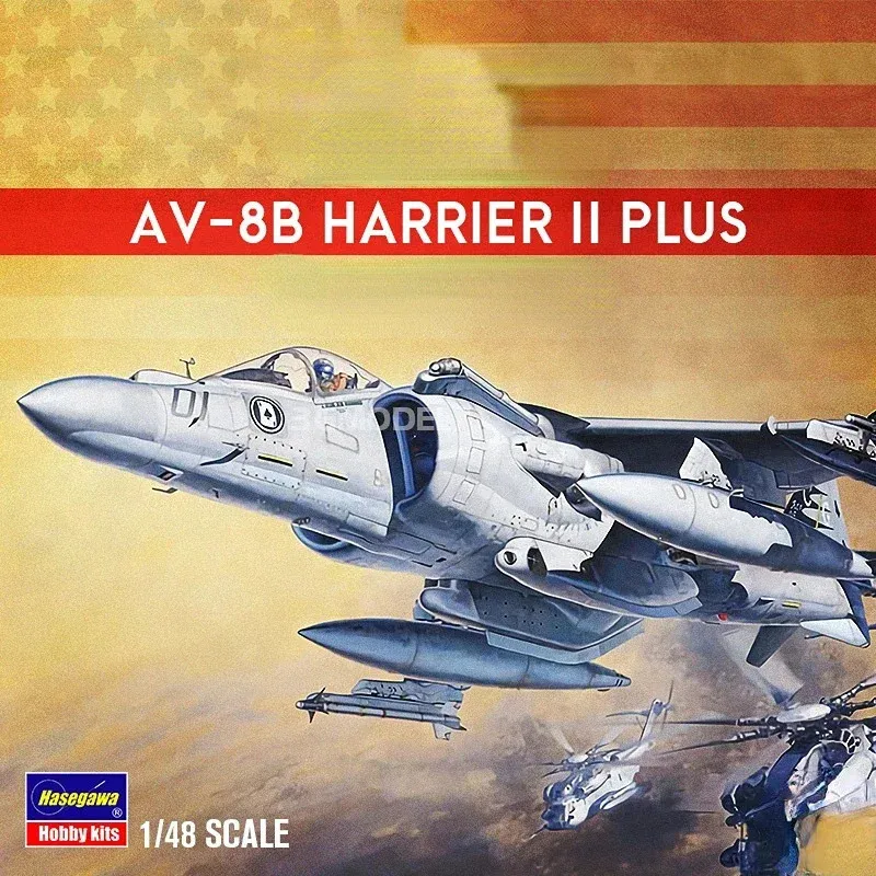 Hasegawa 07228 Modello di assemblaggio in scala 1/48 AV-8B Harrier II Plus Modello di attacco per aereo per modello militare Collezione di hobby Giocattolo fai da te 240124