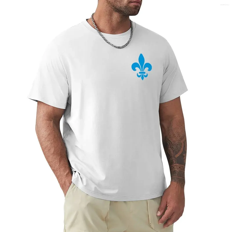 Polos masculinos Quebec França Azul Fleur De Lys Estilo Moderno PQ Qc Royal Francês Francais em T-shirt de fundo branco