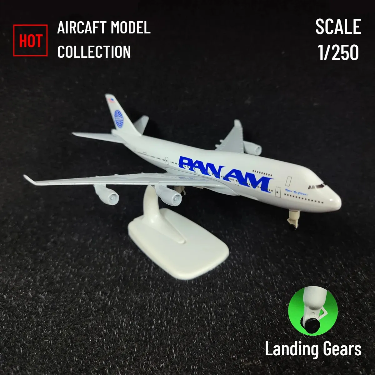 スケール1 250金属航空レプリカパンAM B747航空機モデル飛行機ミニチュアルーム装飾クリスマスギフトキッズトイ240124