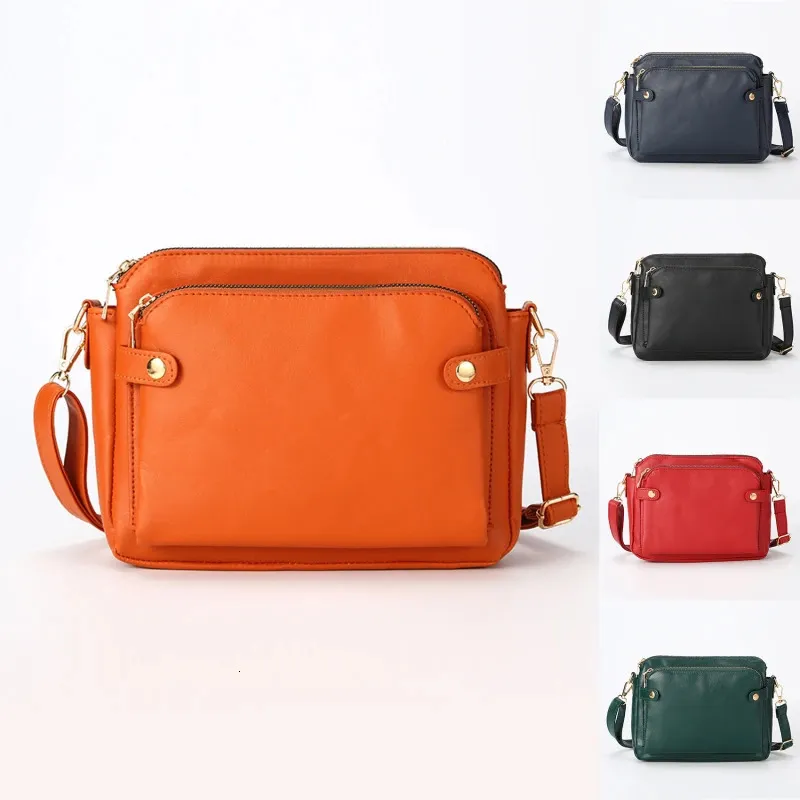 Skórzane torby na ramię i troje Trelayer PU Bag Ladies Zip Satchel 240129