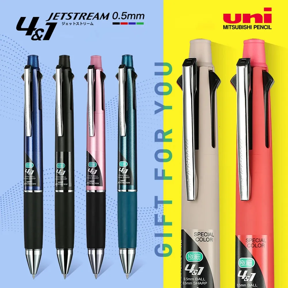 UNI JETSTREAM Multi-function Pen Four Color Ballpoint PenPencil MSXE5-1000 Anti Fatigue Smooth 0.5/0.7mm Japanese Stationery 240119