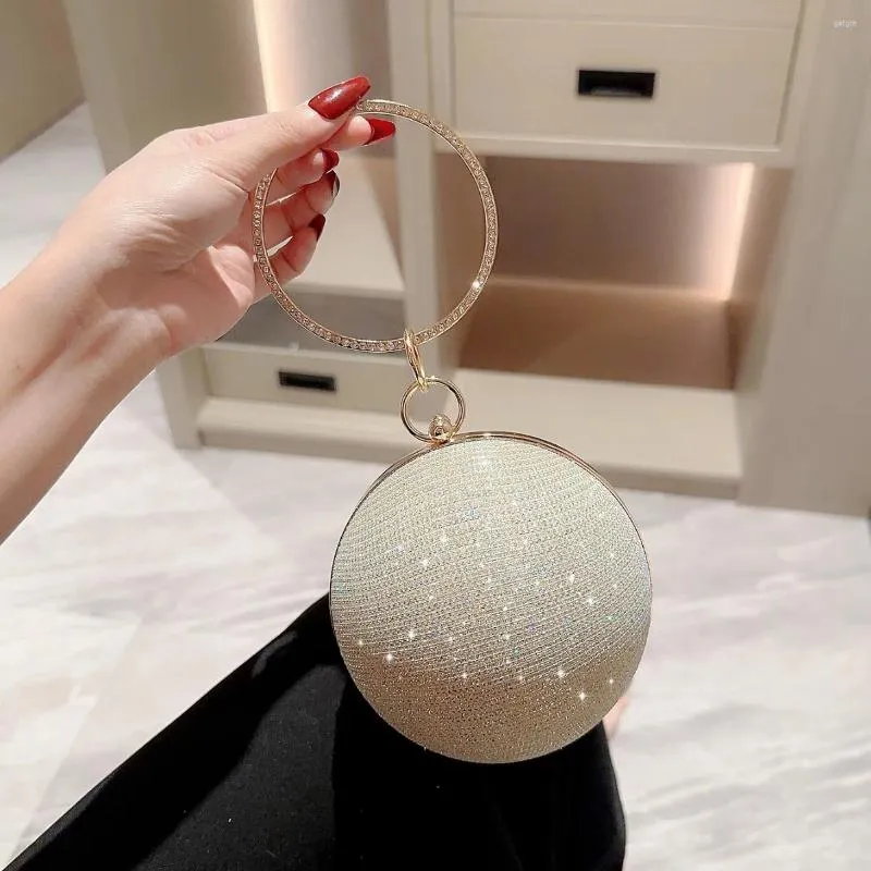 Avondtassen Luxe Shining Drill Ronde Bal Mini Handtassen Voor Vrouwen Prom Party Socialite Koppelingen Kleine Tas Keten Schoudertas