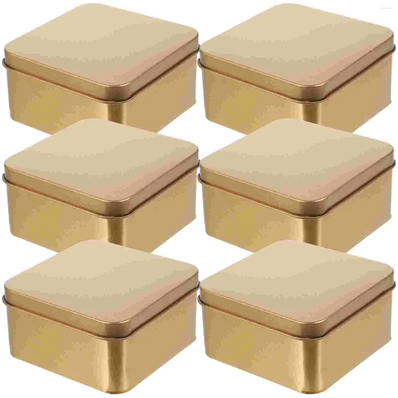 저장 병 사각형 주석 판 상자 작은 선물 사탕 포장 결혼식 (금 중간 크기) 10pcs 장식 용기 뚜껑이있는