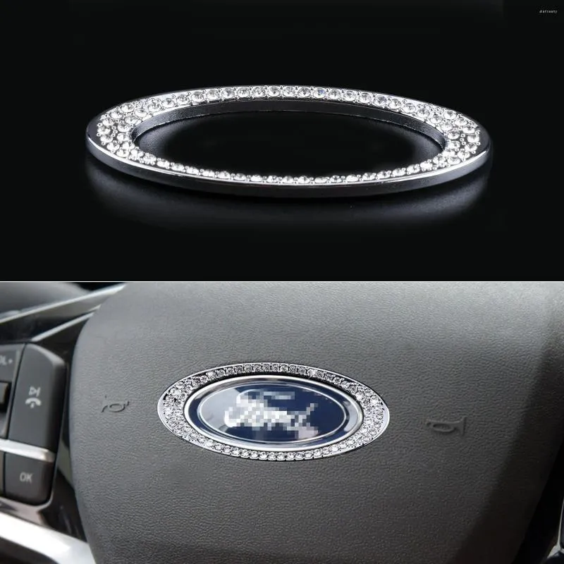 Interior Accessories Bling Car Steering Wheel Emblem Logo Diamond Decorative Sticker Decal For Ford Focus Edge Escape Expedition Explore