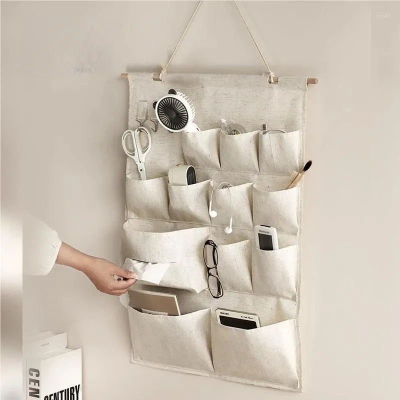 Storage Bags 4/7/12Pockets Cotton Wall Mounted Bag Home Room Closet Door Sundries Clothes Hanging Holder Cosmetic Toys Organizer