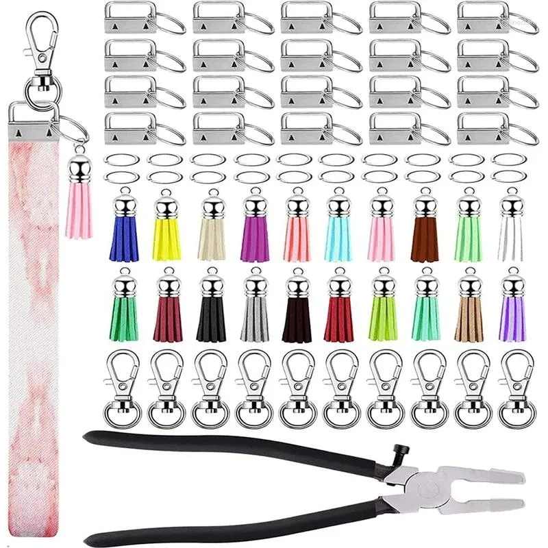 Keychains Key Fob Hardware Set Pliers With 20Pcs 1 Inch For Wristlet Keychain Chain Making