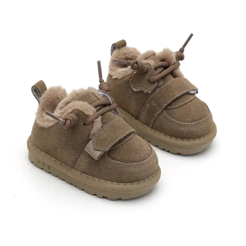 Hiver bébé bottes de neige en cuir chaud en peluche garçons chaussures semelle souple antidérapant mode enfant en bas âge filles bottes 240131