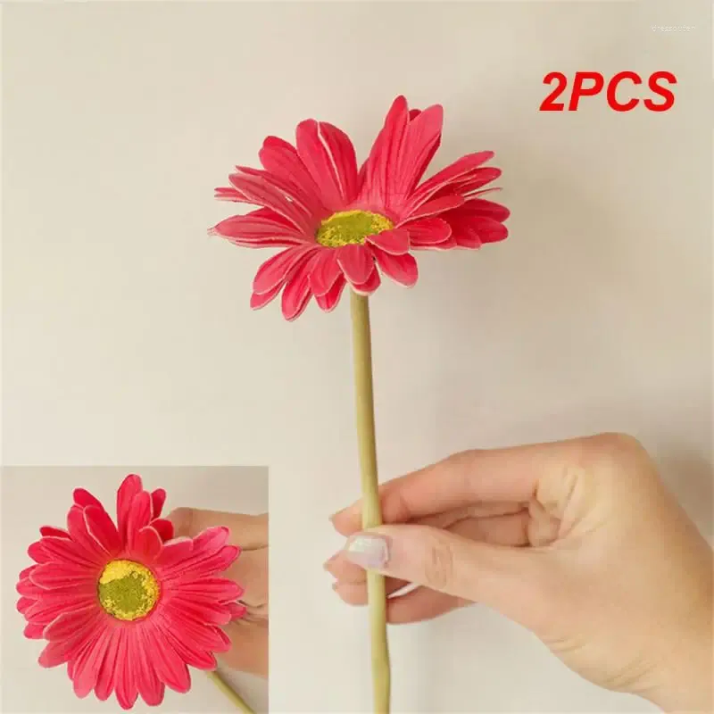 Fleurs décoratives 2 pièces 38.5cm PU Gerbera artificielle mariage INS Style décoration de la maison fausses décorations