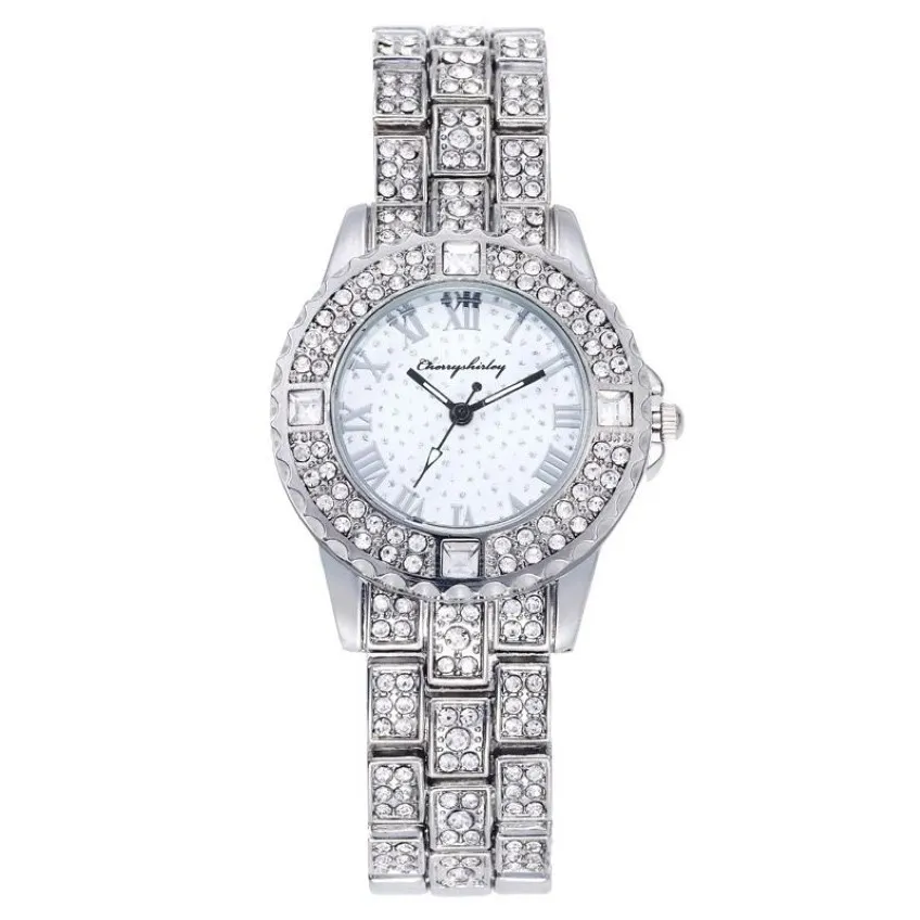 Hommes et femmes montres mouvement à quartz glacé horloge habillée décontractée tout diamant montre batterie montre-bracelet analogique splash étanche sh281q