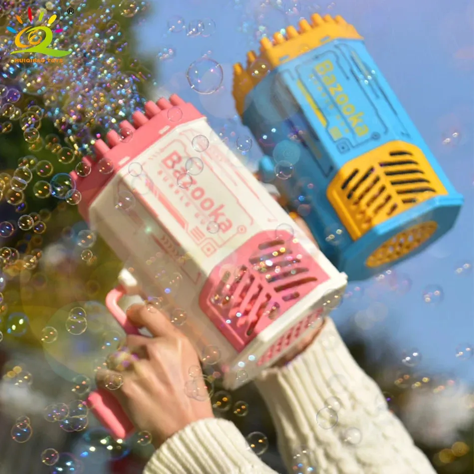 HUIQIBAO Bazooka Seifenblasenpistole Rakete 69 Löcher Seifenblasenmaschine Sommer Automatisches Seifengebläse mit Lichtspielzeug für Kinder Kinder Geschenk 240202