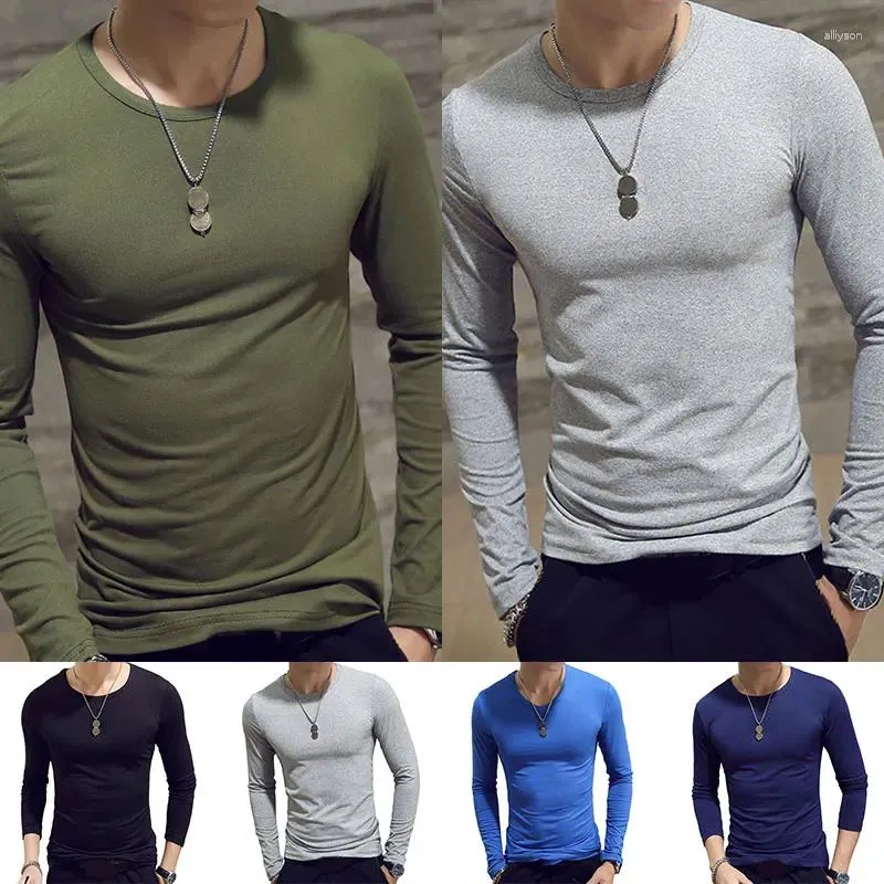 Homens camisetas Manga Longa Mens T-shirt Sexy V-Pescoço Básico Tees Slim Fit Casual Sports Muscle Designer Sólido Tops Base