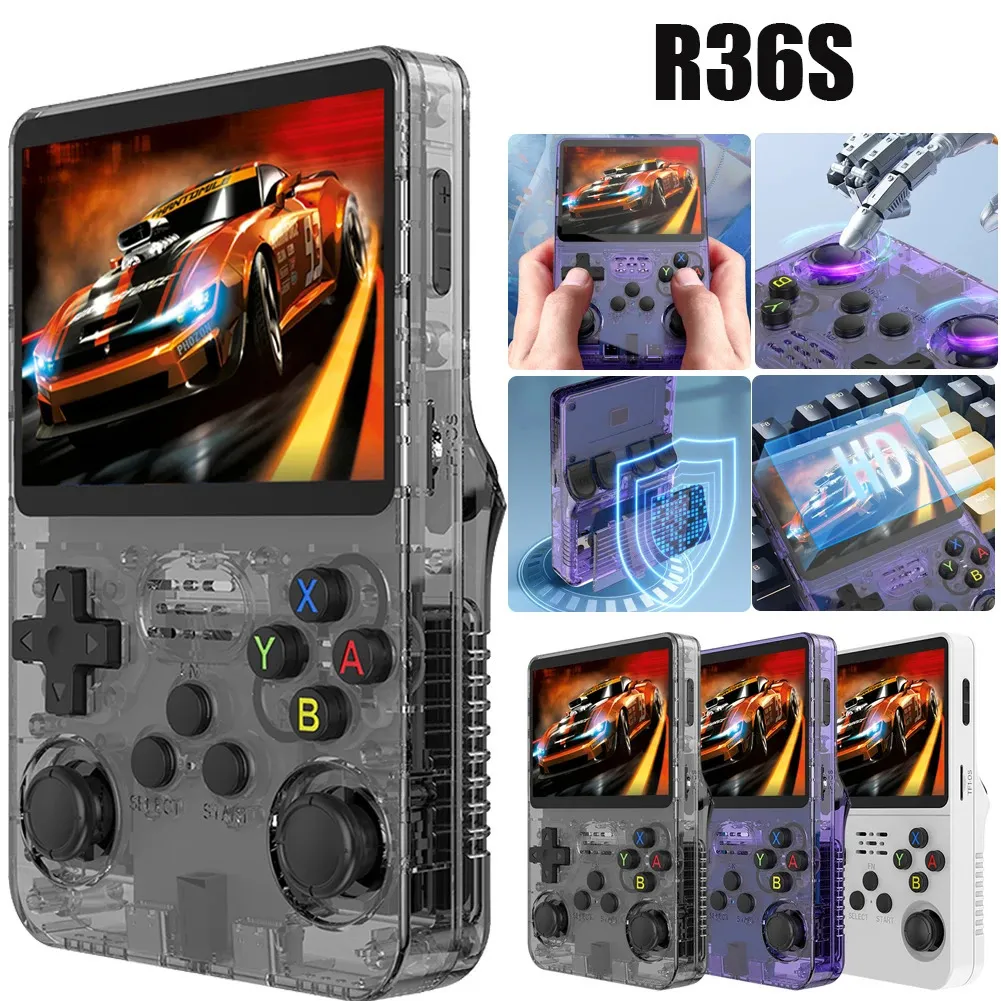 R36S Retro Handheld Video Game Console 3.5Inch IPS Screen Player Kid Portable Pocket Video Player 64GB 10000 Games Linux System 240124