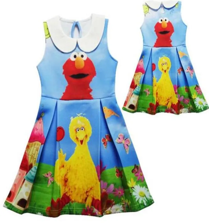 2017 Baby Girl Dress Sesame Street Elmo Cartoon Dress Summer Children Kids Costumes For Girls Party Dresses243i5915234