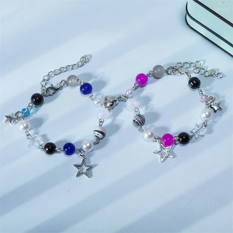 Charm Armbanden YEYULIN 2 stks/set Paar Bangle Gitaar Ster Acryl Kralen Bracelert Polsbandje Verstelbare Sieraden Geschenken