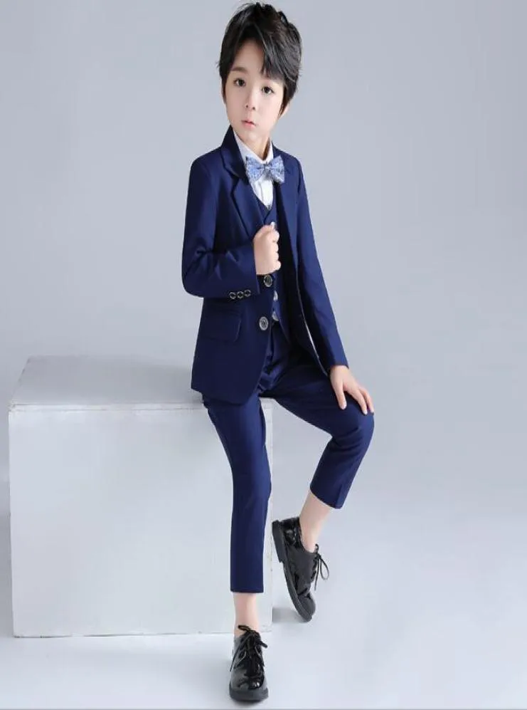 New Boys Black Wedding Sets Dzieci Prom Formal Party Blue Tuxedo Suit 3 PCSSet Coatvestpants8523595