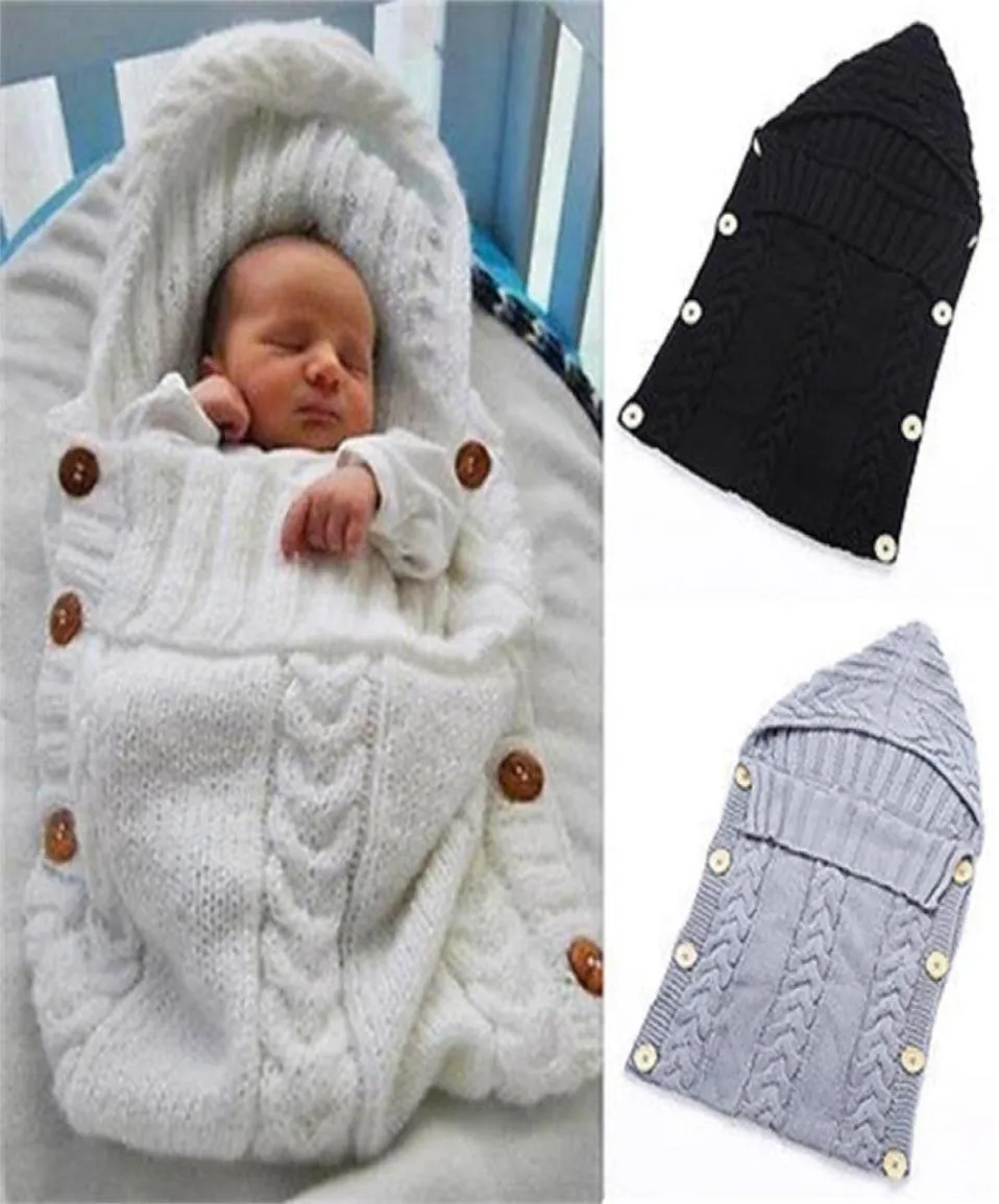Mignon nouveau-né bébé couverture infantile tricot sweat à capuche en crochet lange d'emmaillotage sac de couchage Y20100942262055602297