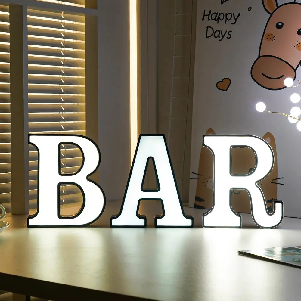 Light UP Letters LED Алфавит Буква Свет Свадебный Шатер Вывеска Ночные Огни DIY Лампа Домашний Клуб Вечеринка Рождественские Украшения 240124