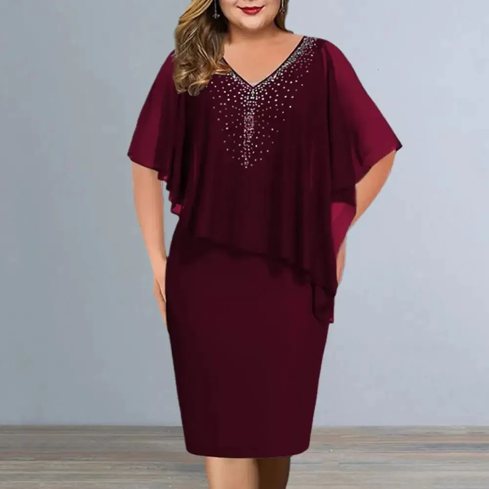 Femmes robes de grande taille pour Banquet irrégulière moulante en mousseline de soie balle bal fête robe Midi fête robe Midi femmes vêtement 240129