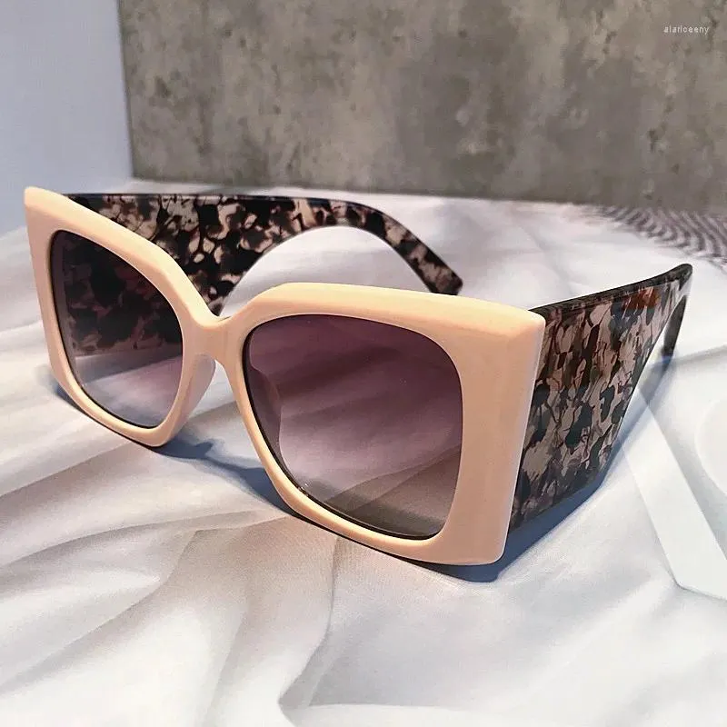 Zonnebril 2024 Fashion Oversized Boog Cat Eye Voor Vrouwen Vintage Vierkante Gradiënt Zonnebril Vrouwelijke Shades Wijde Pijpen Uv400