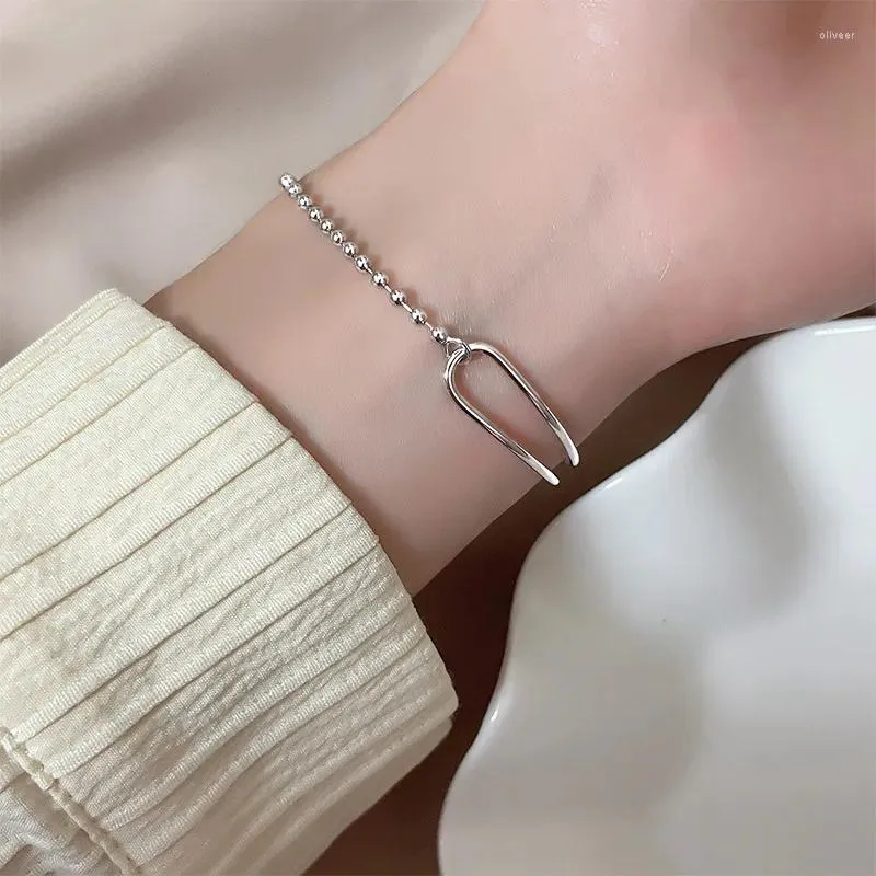 Länkarmband ventfille silver färgpärlor armband för kvinnor gilr present koreansk elegant skarv smycken dropp grossist