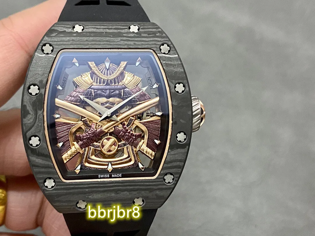 Reloj tourbillon real RM47 de fabrica YS equipado con movimiento tourbillon estandar suizo caja de ceramica caja de fibra de carbono cristal de