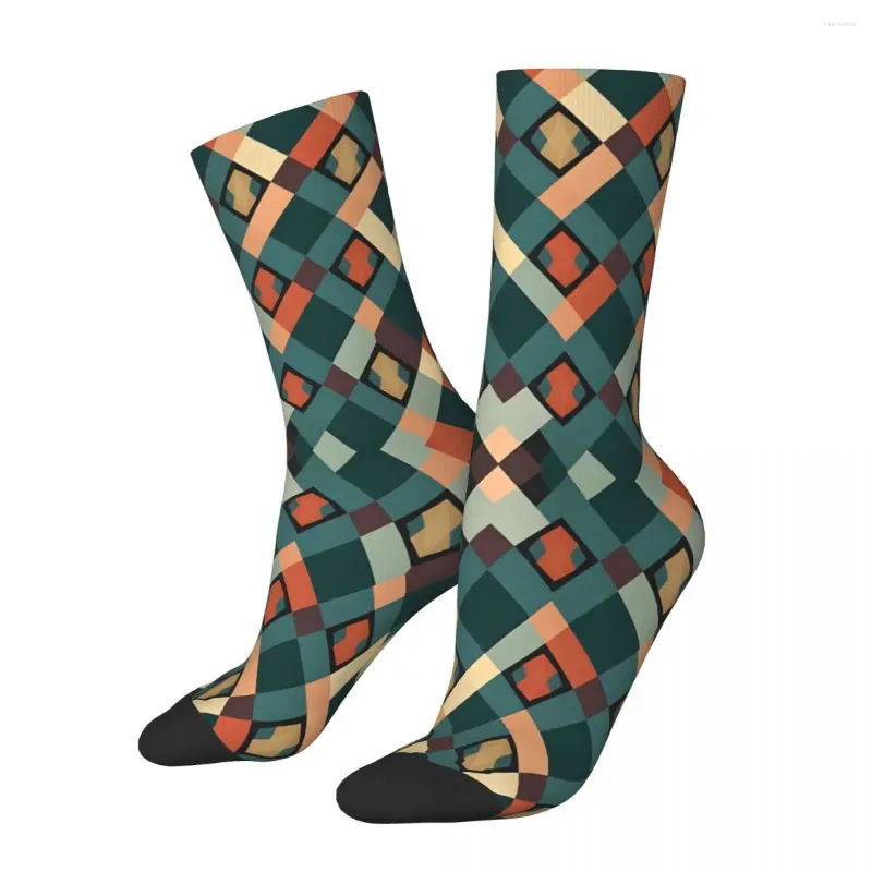 Herrstrumpor Komprimering Argyle mönster klistermärke Retro Harajuku Diamond Hip Hop Novelty Crew Crazy Sock