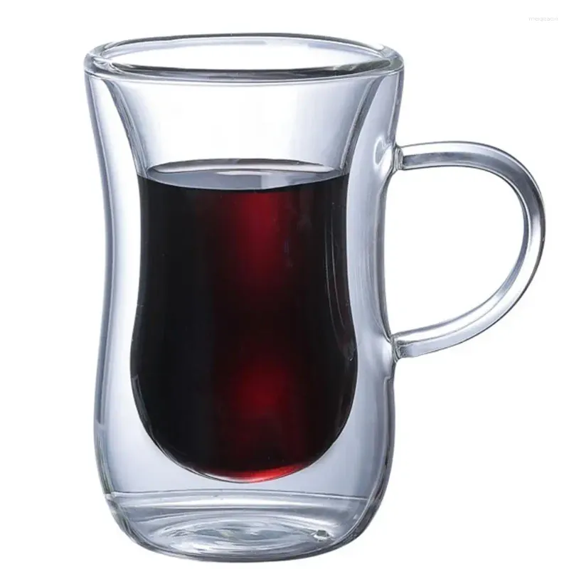 Verres à vin 80ml, tasse en verre Transparent avec poignée, Double paroi, lait, thé, jus, café, tasses résistantes à la chaleur, verres à boissons, 1 pièce