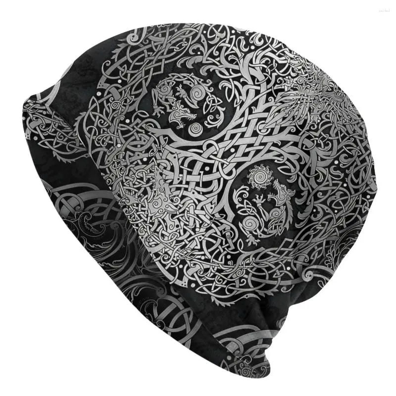 Bérets Viking Life Of Tree Yggdrasil Thin Skullies Bonnets Casquettes Argent Foncé Chapeau Sport Bonnet Chapeaux Pour Hommes Femmes