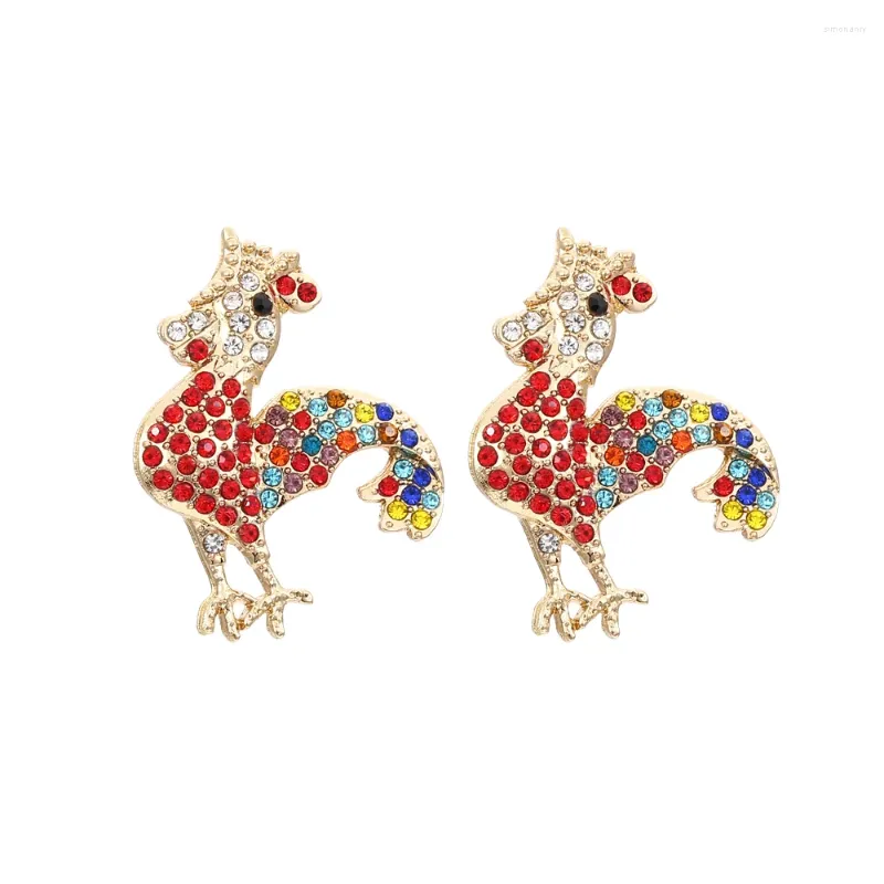 Dangle Earrings Cute Metal Rhinestone Rooster Fashion Cartoon Cock For Women Jewelry Accessories