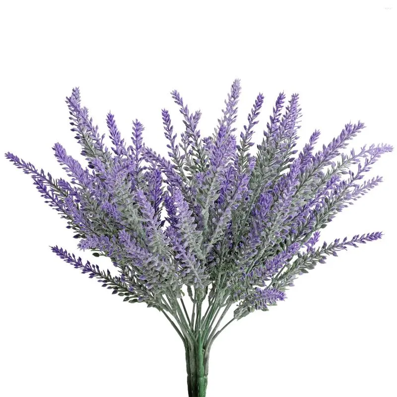 Decorative Flowers Floral Flocking Simulation Lavender Indoor And Outdoor Green Plant Potted Plastic False Flower Bundle