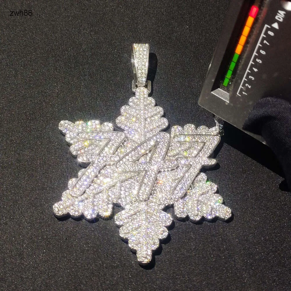 Sieraden ontwerper Moissanite Aangepaste Nummer Hangers Kettingen Voor Mannen S925 Zilveren Hip Hop Pass Diamanten Tester Met GRAHipHop