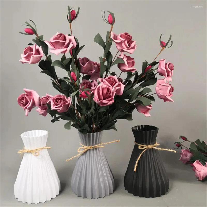 Vases Plastic Flower For Centerpieces Imitation Ceramic Vase Flowers Plants Decorative Unbreakable Home Office Table