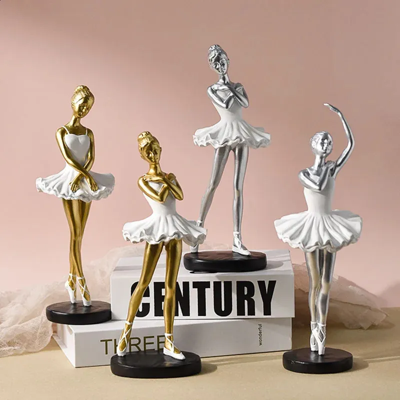 Harts Nordic Ballet Dance Girl Statues Creative Dancer Lass Figurer för Interiör Hem sovrum Desktop Decor Artiklar 240125